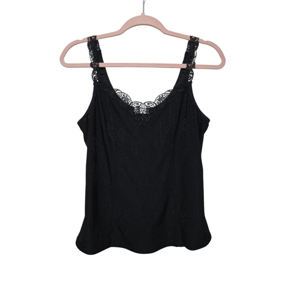 Arianne Stacy Camisole Black Lace Trim Tank Top Small